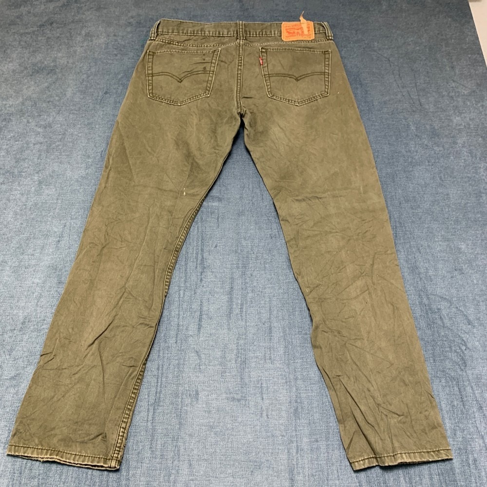 Levi's 511 Jeans Men 36x32 Olive Green Denim Slim Fit Everyday Wear Straight Leg